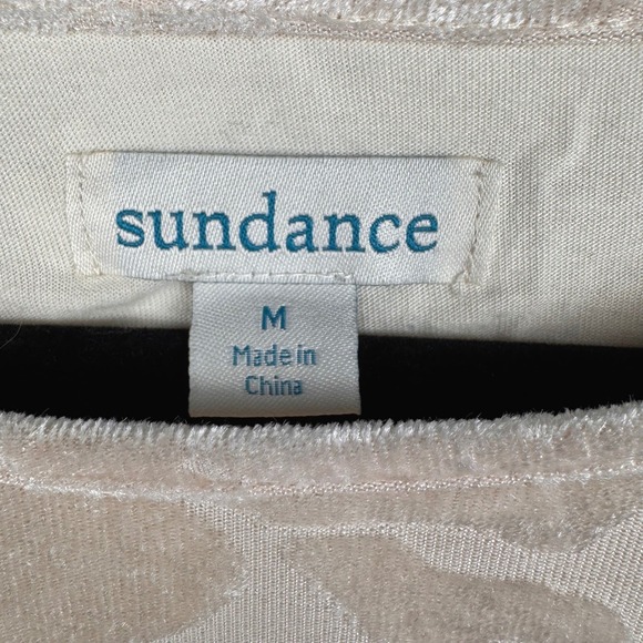 Sundance Top Blouse Womens Medium Floral Burnout Velvet Ivory Lined Whimsigoth - Picture 7 of 12